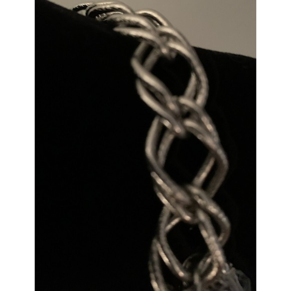 Thalia Sodi Necklace Twisted Silvertone Chain & Clear Bead Choker - Picture 11 of 13